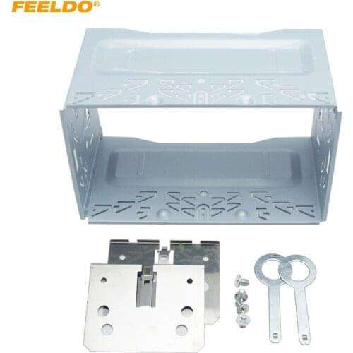 FEELDO 1Set Car Radio 2DIN Installation Metal Cage Kits Brackets/Screws/Keys for Volkswagen 1997-2009 Series Chico Golf Bora