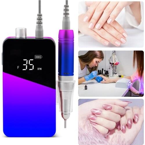 Electric Gradient Nail Drill Machine Portable Manicure File Gel Polisher Rechargeable File Manicure Pedicure DIY Tools