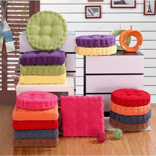 Fashion Thicker Soft Washable Cotton Seat Cushion 36*38cm Round Shape Plaid Chair Pad Cushion Colorful Home Decor Floor Mat