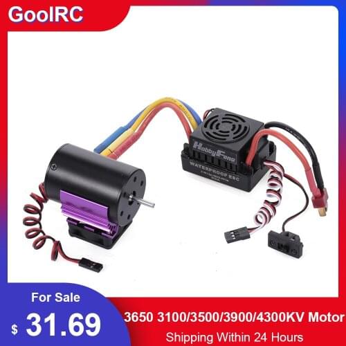 HobbyFans 3650 3100/3500/3900/4300KV Brushless Motor with Heat Sink and 60A ESC with BEC Waterproof for 1/10 RC Car Truck