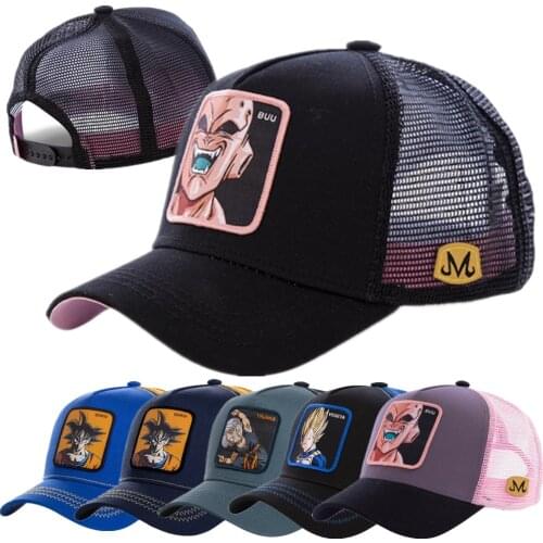 New Anime Trucker Hats For Men Dragon Ball Z Brand Baseball Cap For Women High Quality Curved Brim Cap Gorras Casquette Buu Hat