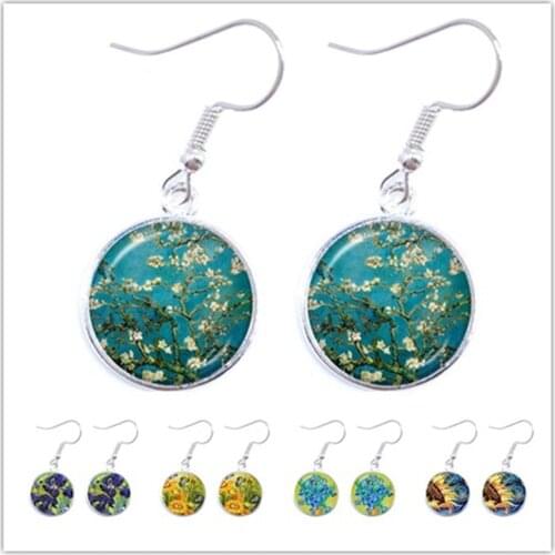 Classic Van Gogh Almond Branch Bloom Art Earrings Van gogh Starry Night Sunflower Jewelry For Women Girls Birthday Christmas