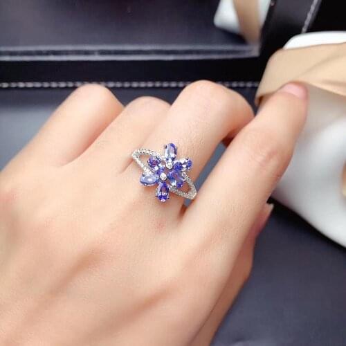 Super High Quality 100% Real And Natural Tanzanite Rings 925 Sterling Silver Fine Jewelry