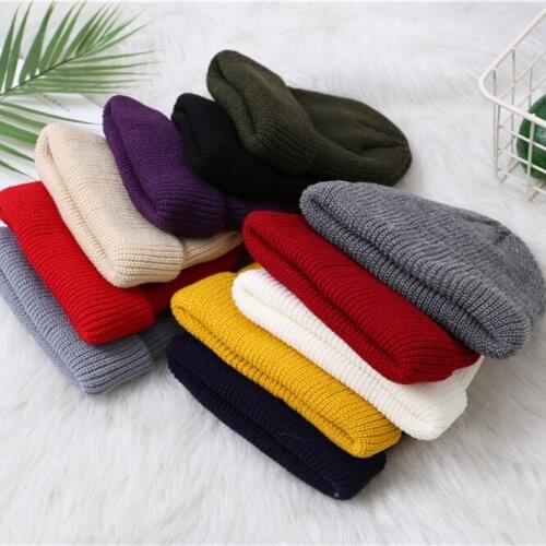 Korean Style Autumn/Winter Men/Womens Creative 11-color Melon Skin Wool Cap Padded Warm Solid Color Knitted Windproof Cap