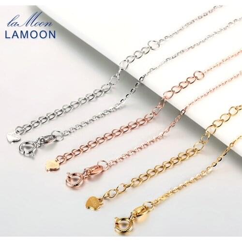 LAMOON Simple 40+5cm/40cm 925 Sterling Silver // Rolo Chain Necklace CI004