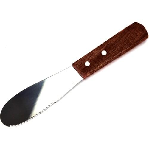 Stainless Steel Spreader Cutlery Butter Spatula Scraper Breakfast Tool Wood Handle