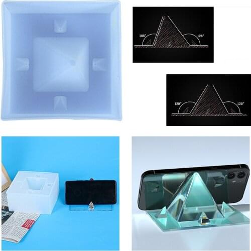 Mobile Phone Holder Epoxy Resin Mold For DIY Pyramid Phone Bracket Silicone Mould Handmade Art Crafts Jewelry Making Tools