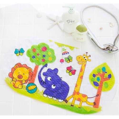 Non-slip Baby Bath Mat Toddler Ocean Cartoon Anti-Bacterial Bathtub Mat Swimming Pool Shower Durable Mildew Foot Pad 69*38cm 1PC