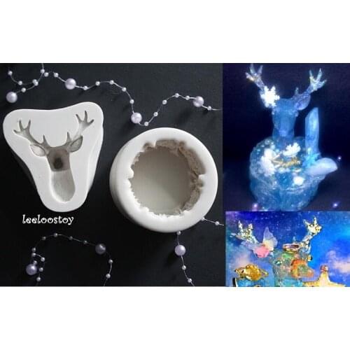 New Silicone Mould Dried Flower Resin Decorative Craft DIY stone Mold 3D Christmas deer Type epoxy resin molds for jewelry