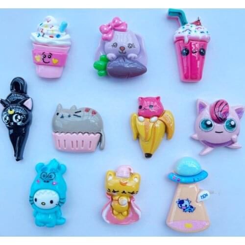 10/20 New Cartoon Resin Kawaii Animal, Beverage, Ice Cream Series Flat DIY Crafts Scrapbook Hair Bow Center Jewelry A15