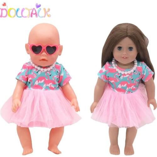 New Fashion Dress Wear For 43cm American Baby Doll 18 inch Zapf Bron Baby Flamingo Doll Clothes Accessories Toy Gift