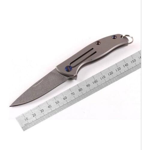 Freewolf D2 Steel Blade Smal EDC Pocket Folding Knife TC4 Titanium Alloy Handle With Kay Ring