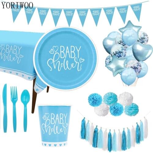 YORIWOO Babyshower Disposable Party Tableware Its A Boy Girl Gender Reveal Baby Shower Favors 1st Birthday Party Decorations Kid