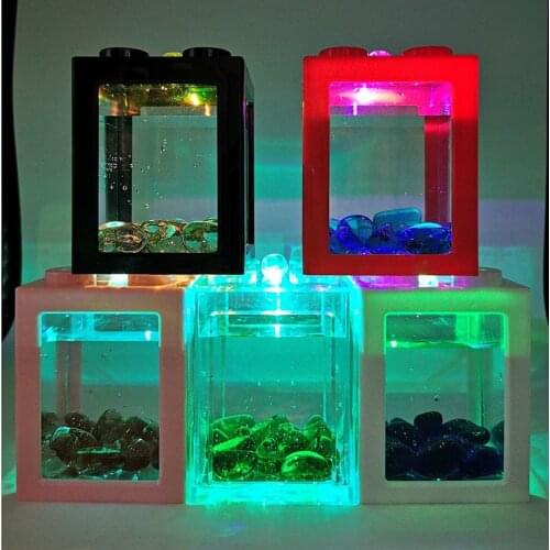 Office desktop small ecological fish tank ornamental shrimp tank ecological Mini Betta tank with light reptile accessories