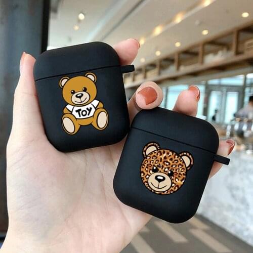 Popular Italy Toy Bear Headphone Case For Apple AirPods 2/1 Shockproof Protection Wireless Earphone Air Pods 2 Box Black Cover