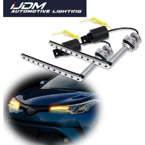 IJDM BAU15S PY21W Dual-color Amber/White Turn Signal Lights/DRL For 2017-up Toyota C-HR Sequential Flowing LED Strips w/Resistor