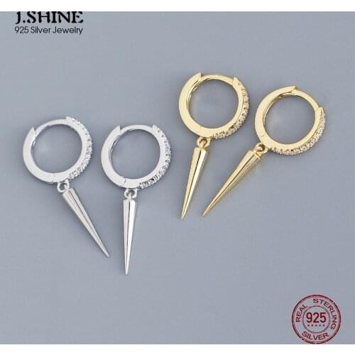 JShine Punk Long Rivets Earrings S925 Sterling Silver INS Zircon Drop Earrings Minimalist Women Men Hanging Ear Fine Jewelry