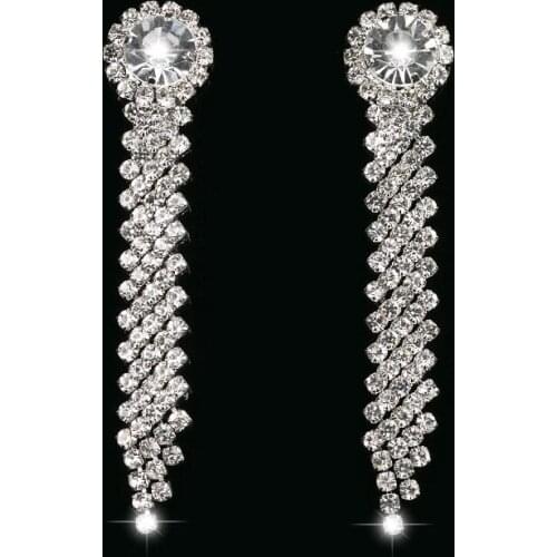 YFJEWE Silver color Crystal Long Tassel Dangle Earrings For Women Elegant Fashion Statement Earrings Wedding Jewelry #E259