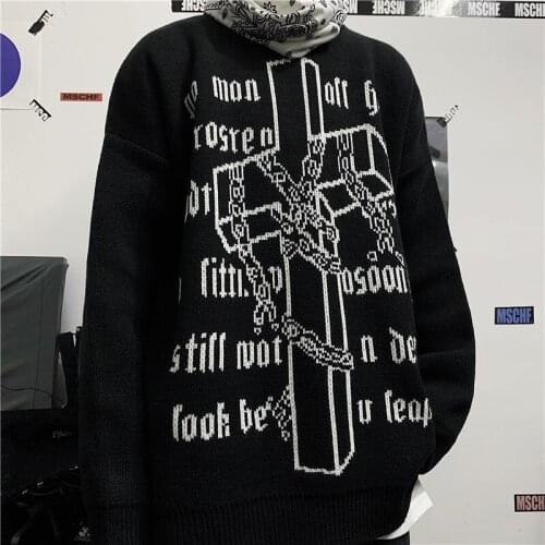 2020 Woman Man Autumn Vintage Sweater Harajuku Prrint Knitted Pullover Sweaters Casual Losse Thicken Streetwear Jumper Femme