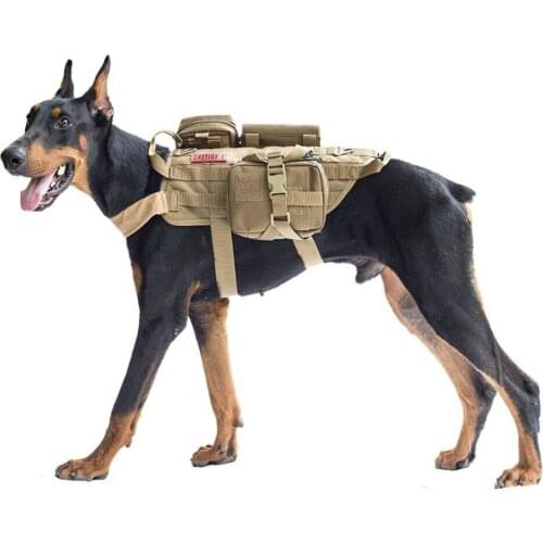 Tactical Dog Training Molle Vest Harness Breathable Service Dog Clothes Vests with Bags for Outdoor Military Hunting Hiking