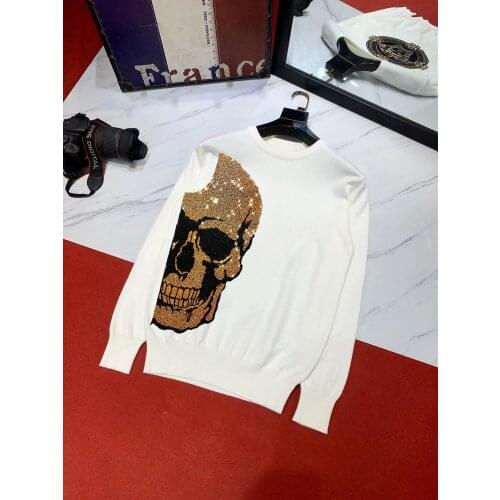 Warm High-Quality Sweater Men Winter Brand Slim Ming Luminous Rhinestone Autumn Knit Design Pullover Oversized