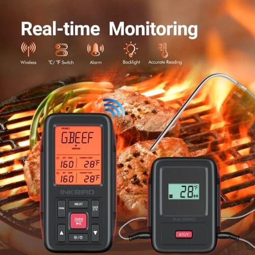 Inkbird IRF-2SA BBQ Remote Meat Thermometer Wireless Digital Meat Thermometer with Dual Probes for Grill Instant Read Thermomet