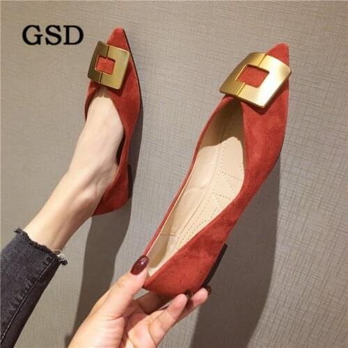 Retro Pure Handmade Shoes Flock Leather Women Shoes Elegant Metal Design Brand Flats Comfortable Pointed Toe Leisure Flat Shoes