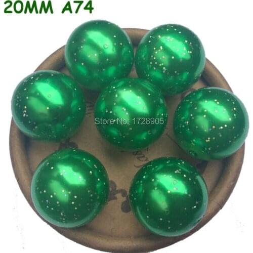 20MM Bling Christmas Green Decoration Ball Beads 110PCS/Lot Bling Acrylic Round Powder Pearl Beads Glitter Gumball Jewelry Beads