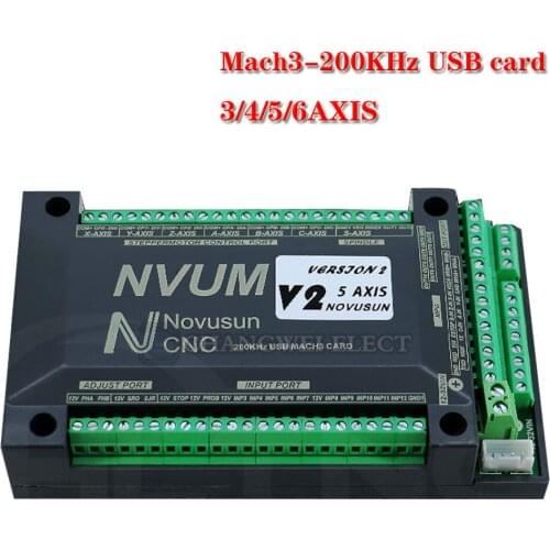 Mach3-200KHz USB card NVUM 3 axis / 4 axis / 5 axis / 6 axis CNC motion controller stepping slave function servo motor