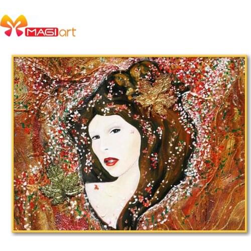 Cross stitch kits Embroidery needlework sets 11CT water soluble canvas patterns 14CT Portrait Flower god woman -NCMP074