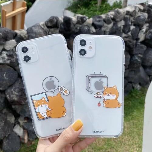 Funny Cute Cartoon Bear Clear Phone Case For iPhone 12 Pro Max Mini 11 X XS XR 7 8 Plus Animal Couple Transparent Soft TPU Cover