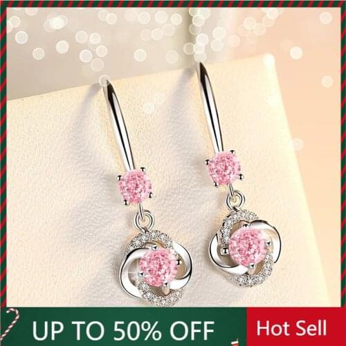 Women Romantic Lucky Clover Drop Earrings Crystal Zircon Stone Earrings Simple Female Dangle Earrings Jewelry Gift Wholesale