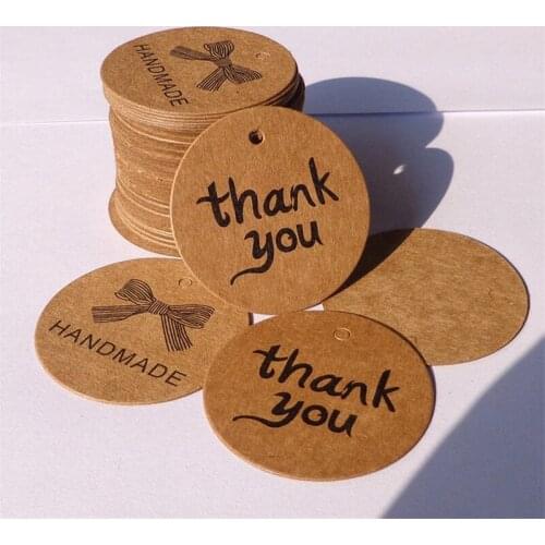 100PCS Gift Tags Party Wedding Message Gift Tag Hang Tag Cards Label Thank You Handmade Love Merci Card Hang Label Cards Favor