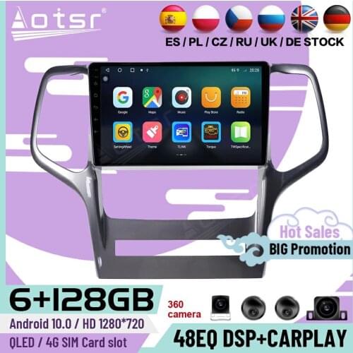 128G Carplay Android 10 Player For Jeep Grand Cherokee 2008 2009 2010 2011 2012 2013 GPS Navi Car Radio Video Receiver Head Unit