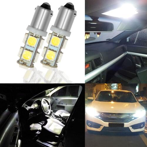 2X Car Marker Lamps T11 Ba9s T4w 9Led 5050 White Auto Led Side marker Light Festoon Dome Door Bulb Trunk Light Tail Bulb Dc 12v