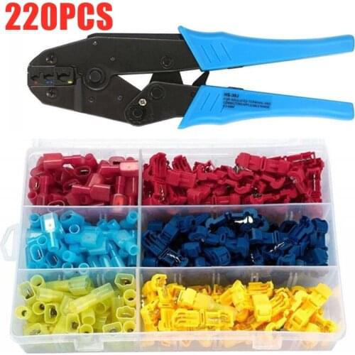 220Pc T-Tap Wire Connectors Quick Splice Electrical Wire Terminals,Insulated Male Quick Disconnect Spade Terminals + Crimp Plier