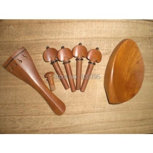 6 Sets Jujube Violin Fittings inclduing tail piece and chin rest and pegs end pin