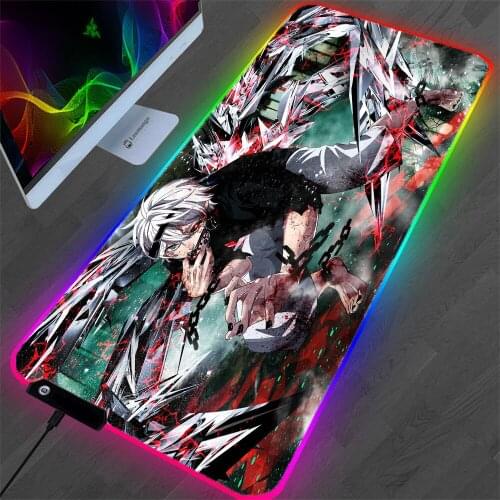 Anime Mouse Pad Xxl Large Game Player Office Keyboard and MousePad Genshin Impact Led Light Glowing One Piece