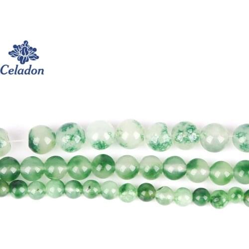 6 8 10mm White Jaded Dyed Green Loose Beads Natural Stone Beads Round Spacer Beads For DIY Bracelet Jewelry making