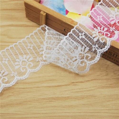 White Polyester Lace 50mm Trim Fabric Sewing Accessories Cloth Wedding Dress Decoration Ribbon Craft Supplies 300yards L723