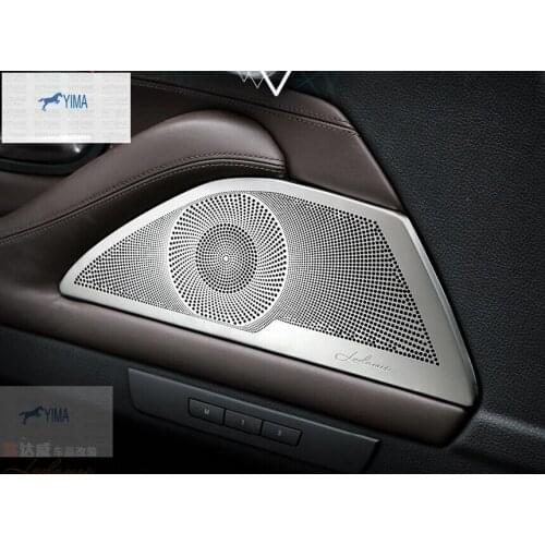 Yimaautotrims For BMW 5 Series F10 520i 2011 - 2016 Stainless Steel Side Door Audio Speaker Frame Protection Kit Cover Trim