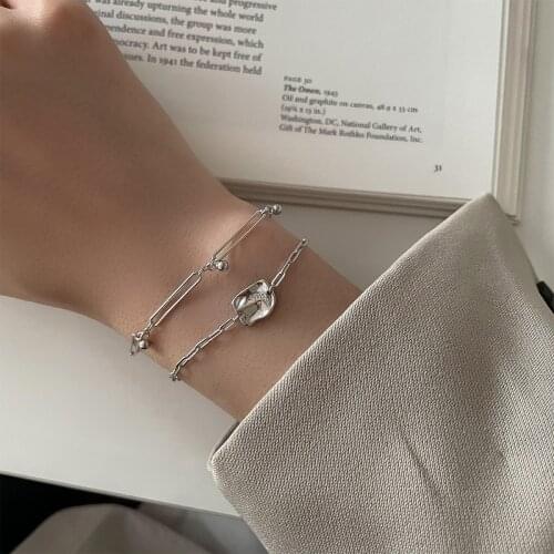 Moon beads 925 sterling silver bracelet womens irregular pendants ins delicate niche cool wind girlfriends wear jewelry