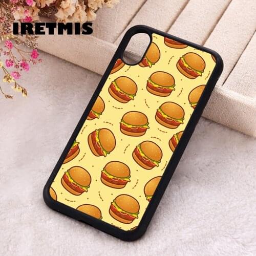 Iretmis 5 5S SE 2020 Phone Cover Case for iPhone 6 6S 7 8 Plus X Xs XR 11 12 Mini Pro Max Rubber Silicone Burger Pattern