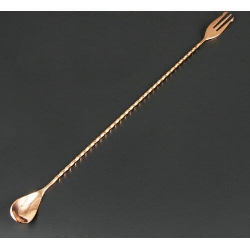 45CM High quality fine thread metal cocktail bar spoon stirring cooper plated rose gold long bar spoon