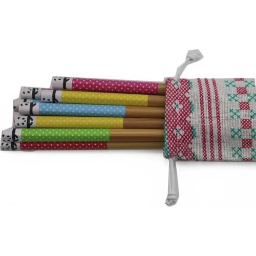 Hot Sale 5 Pairs/Bag/Box Wooden Reusable Eco-friendly Non-Slip Korean Style Chopsticks Set Chinese Cutlery Tableware Sets Annex