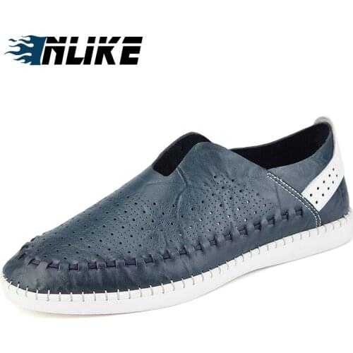 Inlike Mens Casual Shoes Genuine Leather Slip On Brand Fashion Summer Shoes JW648