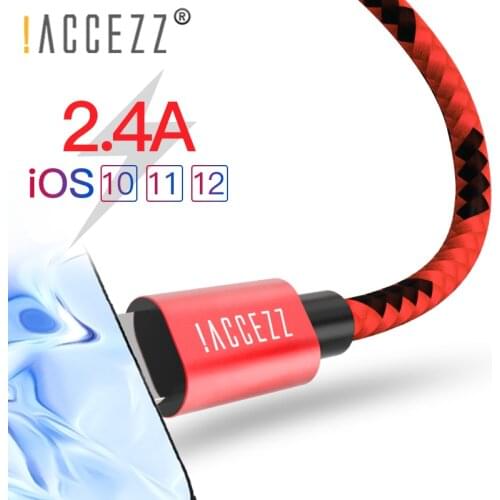 !ACCEZZ Fast Charger Data Cable For Apple iPhone XR XS MAX 8 7 6S 5S Plus Ipad Mini IOS 10 11 12 Phone Charging Sync Nylon Cable