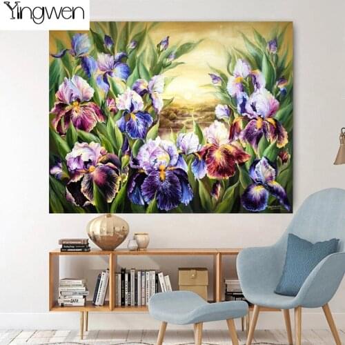 Sunrise Iris Painting Full Diamond Painting Cross Stitch Kits Garden Flowers DIY 5D Diamond Mosaic Embroidery NEW Art Home Decor