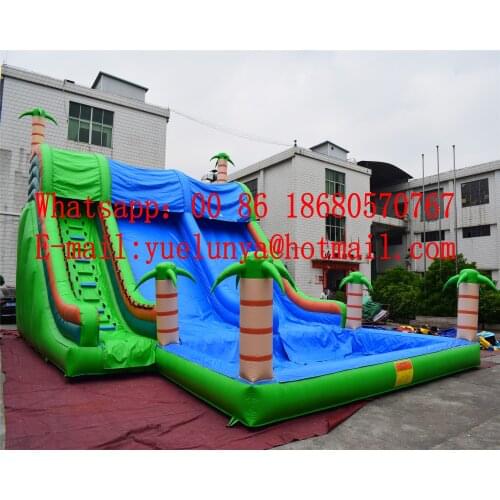 China Guangzhou) inflatable slides,Castle slides Jungle coconut tree Inflatable water slide BYSW-14379
