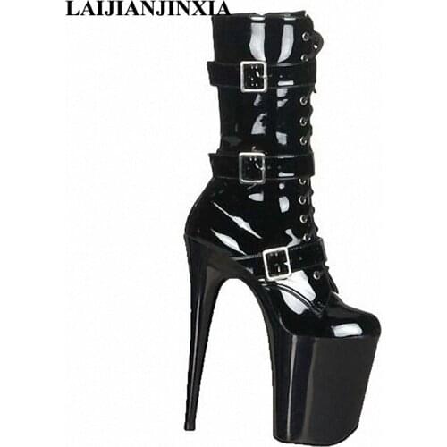 LAIJIANJINXIA New Buckle Sexy 20cm Ultra High-Heels Platform Shoes Night Party Pole Dancing Shoes Ankle Boots Dance Shoes